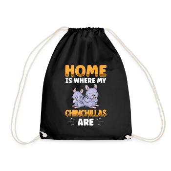 Home is where my chinchilla is rodent - Drawstring Bag - black - Front