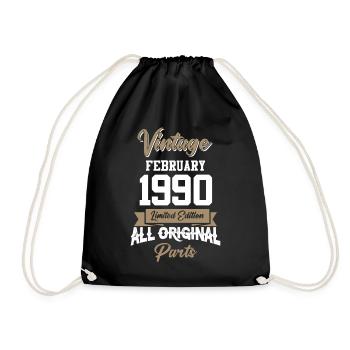 Februar 1990 Vintage Geburtstag Geschenk - Turnbeutel - Schwarz - Vorne