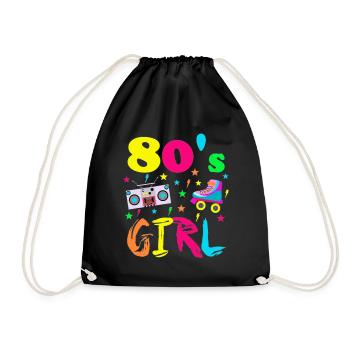 80er Jahre Retro Vintage Mottoparty Kostüm Party - Turnbeutel - Schwarz - Vorne
