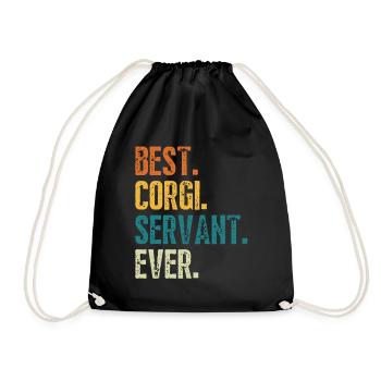 Beste Corgi Hundedienerin aller Zeiten Distressed Retro Font - Turnbeutel - Schwarz - Vorne