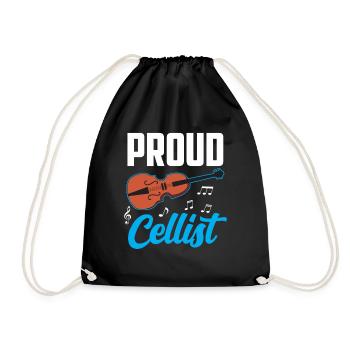 Proud cellist cello cellist cello musician - Drawstring Bag - black - Front