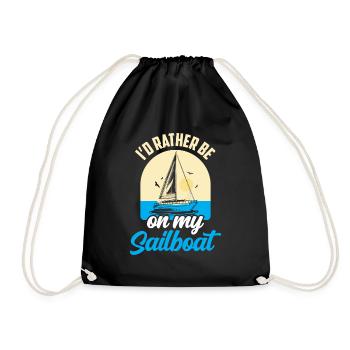 I would rather be sailing on my sailboat - Drawstring Bag - black - Front