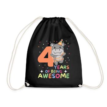 Hippopotame pour les enfants de 4 ans - Sac de sport léger - noir - Devant