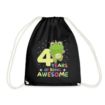 Grenouille pour 4ème anniversaire Enfants de quatre ans - Sac de sport léger - noir - Devant