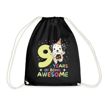 Dalmatians for their 9th birthday children nine years old - Drawstring Bag - black - Front