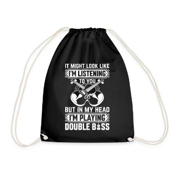 Contrebassiste - Dans ma tête, je joue du double - Sac de sport léger - noir - Devant