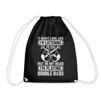 Contrebassiste - Dans ma tête, je joue double - Sac de sport léger - noir - Devant