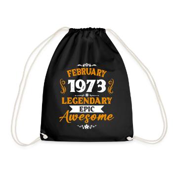 February 1973 Legends Birthday Gift - Drawstring Bag - black - Front