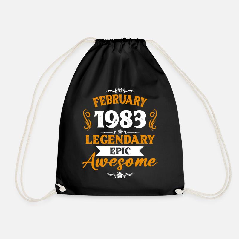 Februar 1983 Legenden Geburtstag Geschenk - Turnbeutel - Schwarz