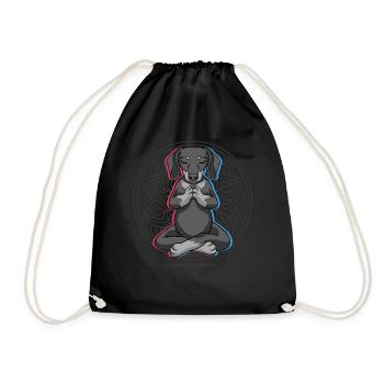 Namaste Dachshund Mandala Lotus Meditation - Drawstring Bag - black - Front