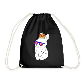 Hase Queen Elizabeth II Britische Krone - Turnbeutel - Schwarz - Vorne