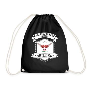 Geboren zum Grillen lustiges BBQ Grill Fleisch Fun - Turnbeutel - Schwarz - Vorne