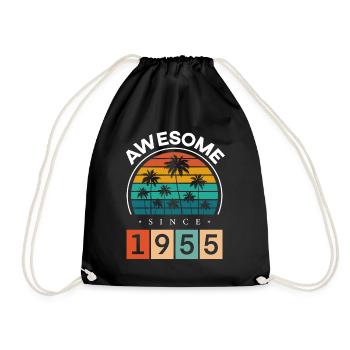 1955 Geboren Geburtstag Geburtsjahr Vintage - Turnbeutel - Schwarz - Vorne