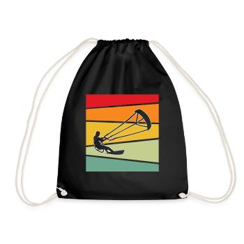 Kite Surfing Retro - Drawstring Bag - black - Front
