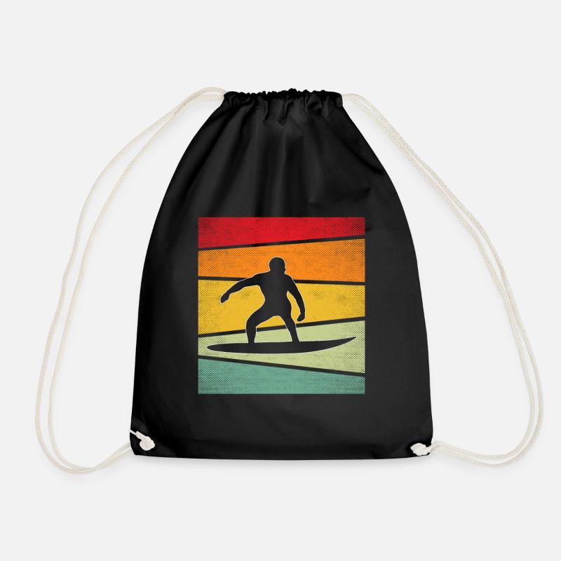 Surfen Retro - Turnbeutel - Schwarz