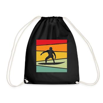Surfing Retro - Drawstring Bag - black - Front