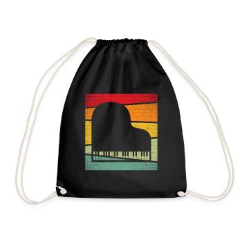 Klavier Retro - Turnbeutel - Schwarz - Vorne