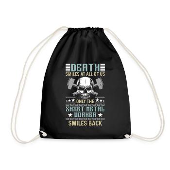Sheet Metal Worker Death Smiles At All Of Mechanic - Drawstring Bag - black - Front