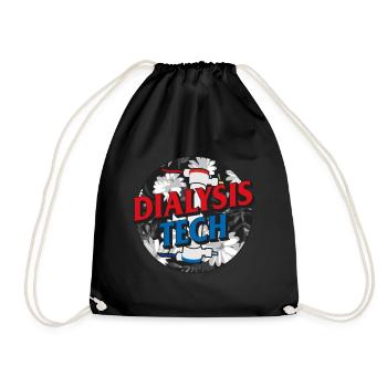 Dialysis Nurse Shirt, Dialysis Tech Floral Tee, - Drawstring Bag - black - Front