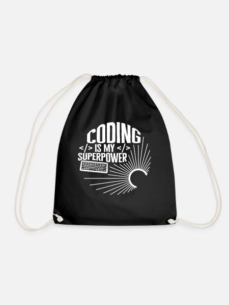 Programmierer Shirt, Programmieren ist meine Superkraft - Turnbeutel - Schwarz