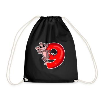 8 Jahre alt - 8. Geburtstag mit Tier Motiv - Turnbeutel - Schwarz - Vorne