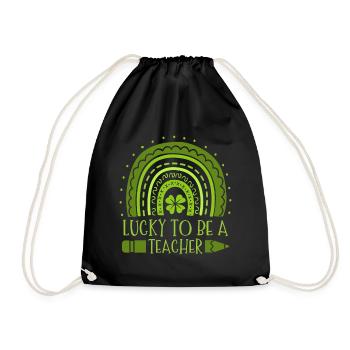 Lucky To Be A Teacher Education St. Patrick's - Drawstring Bag - black - Front