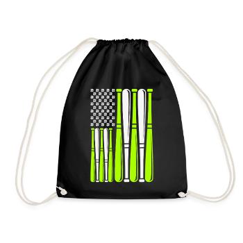 Baseballschläger Sport Amerikanische Flagge St. - Turnbeutel - Schwarz - Vorne