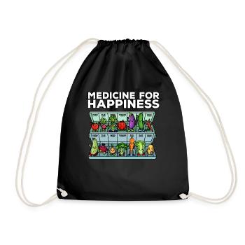 Medicine to Happiness Daily Dose of Vegetables - Drawstring Bag - black - Front