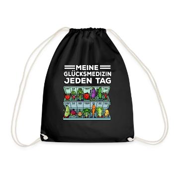 My happiness medicine Vegetable Foodie every day - Drawstring Bag - black - Front