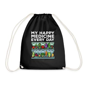 Medicine to Happiness Daily Dose of Vegetables - Drawstring Bag - black - Front