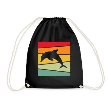 Delfin Retro - Turnbeutel - Schwarz - Vorne