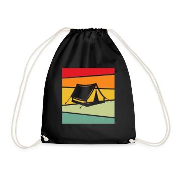 Camping Retro - Drawstring Bag - black - Front