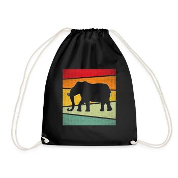 Elefant Retro - Turnbeutel - Schwarz - Vorne