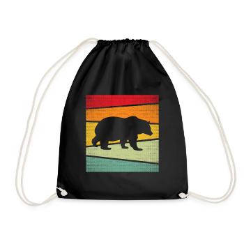 Bär Retro - Turnbeutel - Schwarz - Vorne