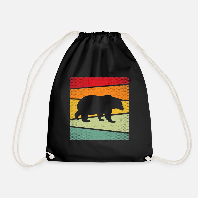 Bär Retro - Turnbeutel - Schwarz