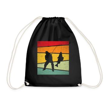 Fishing Retro - Drawstring Bag - black - Front
