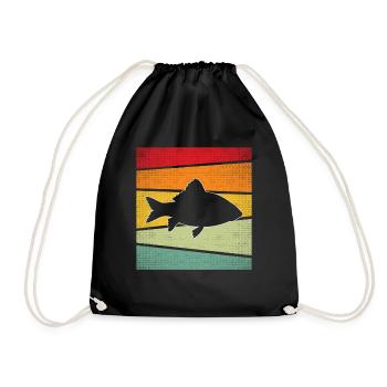 Fish Retro - Drawstring Bag - black - Front