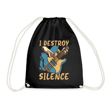Bass Guitar I Destroy Silence Guitarist Musicians - Turnbeutel - Schwarz - Vorne