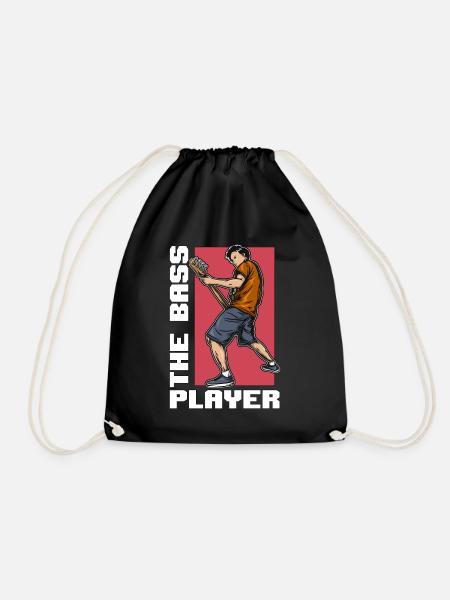 Bass Guitar The Bass Player Bassist Loves Guitar - Drawstring Bag - black