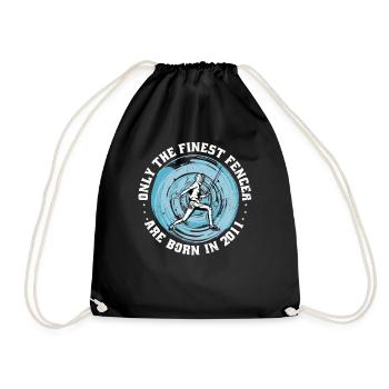 Fencer born 2011 Birthday fencing athlete - Drawstring Bag - black - Front