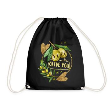 Saint-Valentin, olives, olive-you, drôle de dicton - Sac de sport léger - noir - Devant