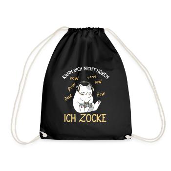 Kann Dich Nicht Hören Ich Zocke Gamer Katze - Turnbeutel - Schwarz - Vorne
