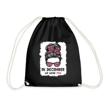 En décembre, nous portons un chignon rose en désordre cancer du sein - Sac de sport léger - noir - Devant