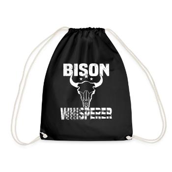 Buffalo Bison Ox Indian American - Drawstring Bag - black - Front