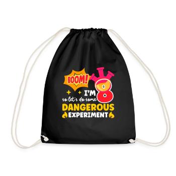 Science Theme Birthday Party Age 8 Scientist Boys - Drawstring Bag - black - Front