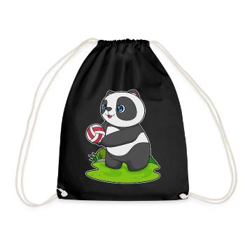 Panda Volleyballspieler Volleyball - Turnbeutel - Schwarz - Vorne