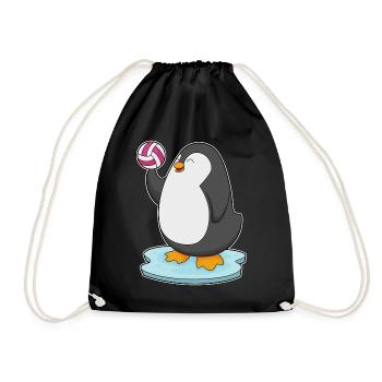Pinguin Volleyballspieler Volleyball - Turnbeutel - Schwarz - Vorne