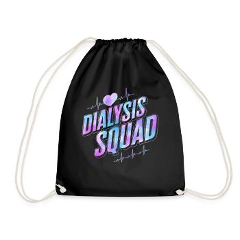 Dialysis Nurse Shirt, Dialysis Squad Heartbeat - Drawstring Bag - black - Front