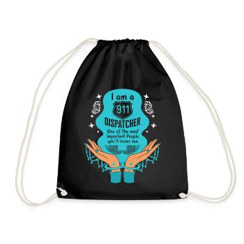 Dispatcher Shirt, I Am A Dispatcher Angel Wings - Drawstring Bag - black - Front