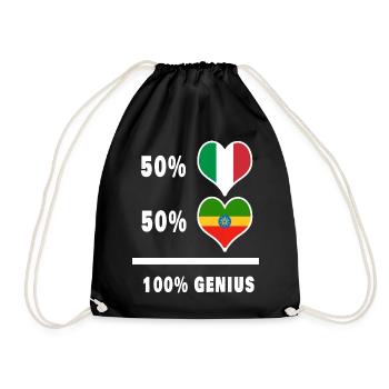 Ethiopia and Italy flags 100% genius - Drawstring Bag - black - Front